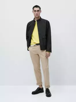 Брюки чинос облегающего кроя из смешанного хлопка Massimo Dutti, бежевый