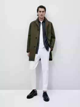 Брюки чинос облегающего кроя из смешанного хлопка Massimo Dutti, белый