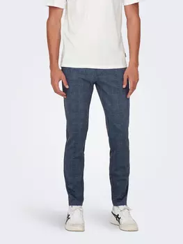 Брюки чинос ONLY Stoffhose Karierte Stretch Trousers ONSMARK, синий