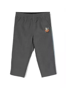 Брюки чинос с вышитым логотипом Gucci Kids, серый