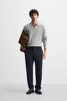 Брюки чинос стандартного кроя ZARA, темно-синий