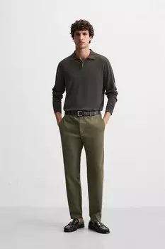 Брюки чинос стандартного кроя ZARA, темно-зеленый