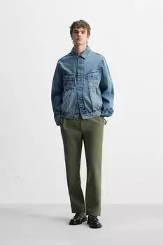 Брюки-чинос стандартного покроя ZARA, хаки