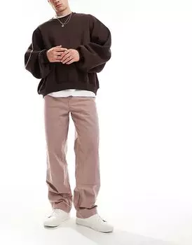 Брюки-чинос свободного кроя с плотницким узором коричневого цвета ASOS DESIGN