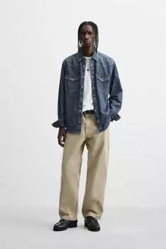 Брюки-чинос свободного покроя ZARA, бежевый