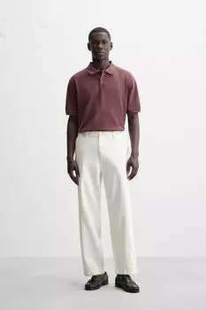Брюки-чинос в елочку ZARA, цвет Stone