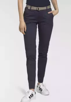 Брюки-чиносы AJC (2 шт.), в стиле casual с контрастным поясом, цвет морской волны