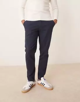 Брюки-чиносы ASOS DESIGN зауженного кроя темно-синего цвета