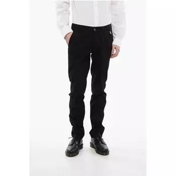 Брюки-чиносы ID Hopsack из хлопка со шлевками для ремня Corneliani, Black
