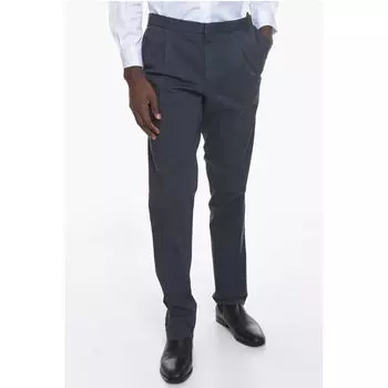 Брюки-чиносы ID из эластичного хлопка с регулируемой талией Corneliani, Blue