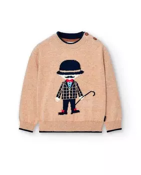 Брюки-чиносы из микровельвета для мальчика с карманами Boboli, коричневый