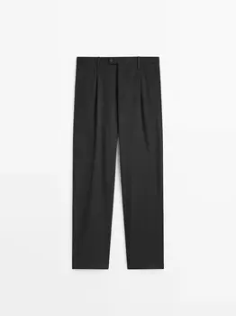 Брюки-чиносы из смесового хлопка с вытачками Massimo Dutti, серый