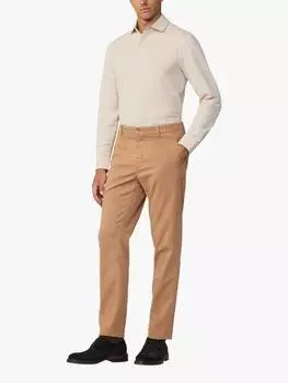 Брюки-чиносы из трикотажной саржи зауженного кроя Hackett London, цвет Camel Beige