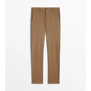 Брюки-чиносы Massimo Dutti Slim-fit tricotine, бежевый