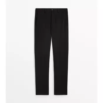 Брюки-чиносы Massimo Dutti Slim-fit tricotine, темно-синий