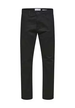 Брюки-чиносы Miles, приталенные, мужские SELECTED, черный