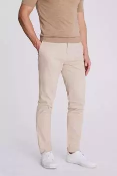 Брюки-чиносы натурального цвета приталенного кроя MOSS