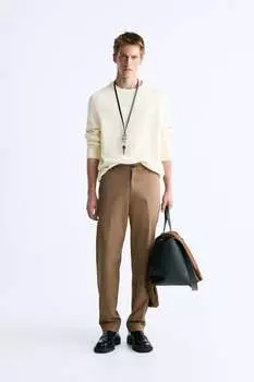 Брюки-чиносы обычного кроя ZARA, кэмел