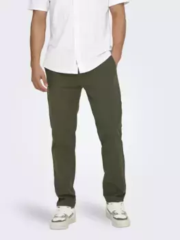 Брюки-чиносы ONLY & SONS "ONSFREE REGULAR 0183 PANT NOOS", оливковый