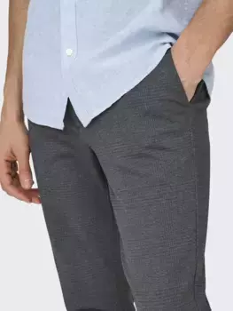 Брюки-чиносы ONLY & SONS "ONSMARK SLIM CHECK 020920 PANT NOOS", синий