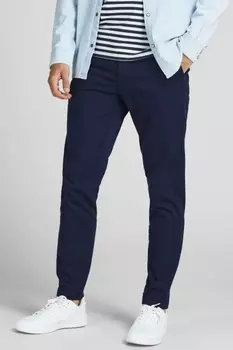 Брюки-Чиносы приталенного кроя Jack & Jones, синий