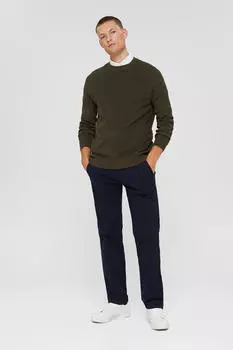 Брюки-чиносы прямого кроя из органического хлопка. Esprit, темно-синий