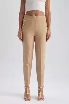 Брюки-Чиносы с декоративными пуговицами Defacto, коричневый