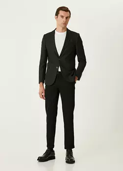 Брюки-Чиносы с диагональным узором и кулиской Beymen Club, черный