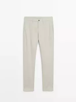 Брюки-Чиносы Slim-Fit из трикотина Massimo Dutti, серый