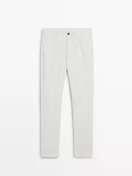 Брюки-Чиносы Slim-Fit из трикотина Massimo Dutti, бежевый