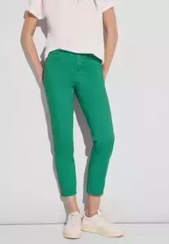 Брюки-чиносы STREET ONE, средняя талия, зеленый