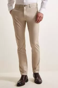 Брюки-чиносы стрейч приталенного кроя MOSS, серый
