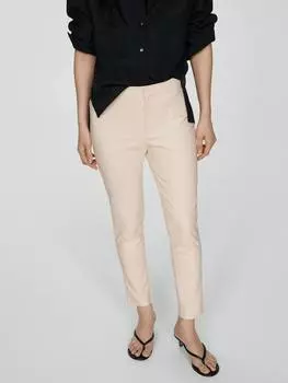 Брюки cigaratte от malu с высокой талией Mango, кремовый