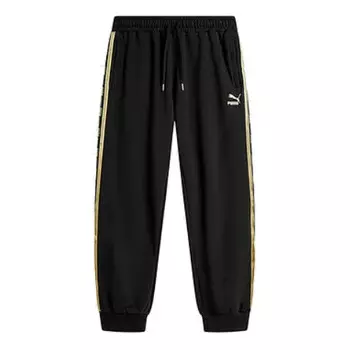 Брюки classics sweatpants 'black yellow' Puma, черный