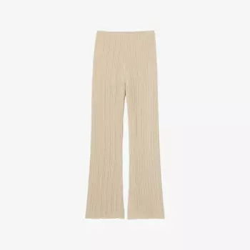 Брюки Claudie Pierlot вязаные с узором "крючком" и расклешенными штанинами, бежевый