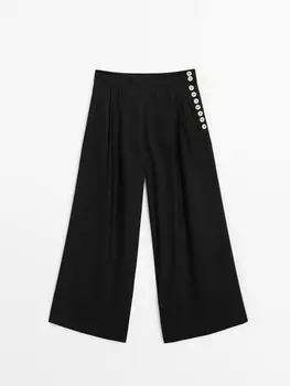 Брюки Co-Ord с язычком на пуговицах Massimo Dutti, черный