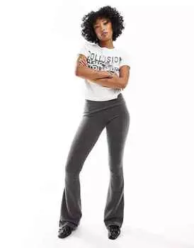 Брюки Collusion Acid Rribbed Deep Waistband Flare, серый