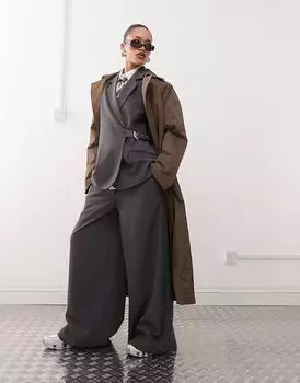 Брюки COLLUSION с широкими штанинами и ремнем серого цвета