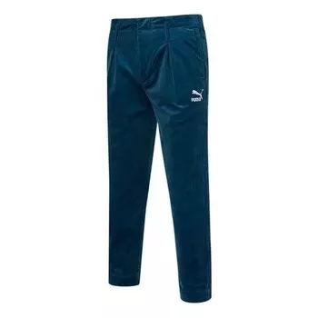 Брюки corduroy woven pants 'persian blue' Puma, синий