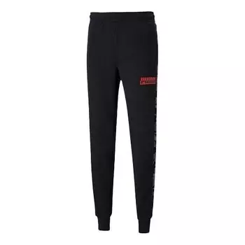 Брюки core camo all over print pants 'black red' Puma, черный