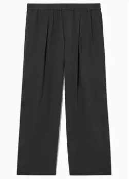 Брюки Cos Wide Leg Chambray Trousers With, черный