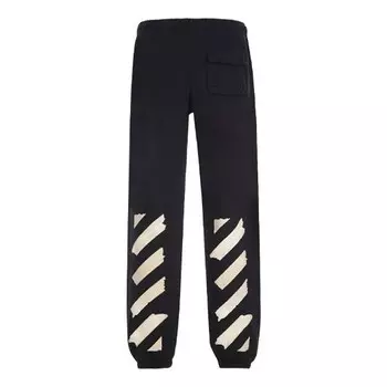Брюки cotton mens logo loose stripe sweatpants tape Off-White, черный