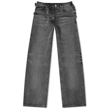 Брюки Courrges One Strap Stone Denim Baggy, цвет Stonewashed Grey