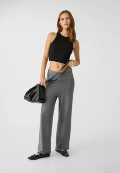 Брюки CULOTTES FOLD-OVER WAIST Stradivarius, темно-серый