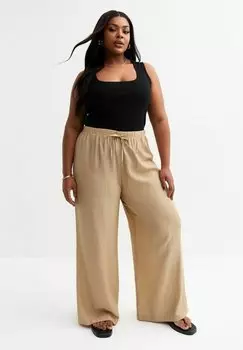 Брюки CURVES CRINKLED WIDE LEG New Look Curves, коричневый