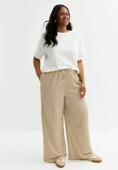 Брюки CURVES STRIPED SEERSUCKER New Look Curves, коричневый