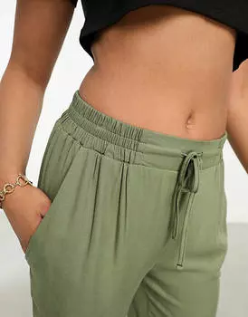 Брюки цвета хаки без застежек ASOS DESIGN