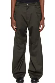 Брюки цвета хаки с драпировкой и вытачками CMMAWEAR