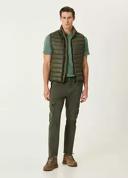 Брюки цвета хаки с логотипом Stone Island, зеленый