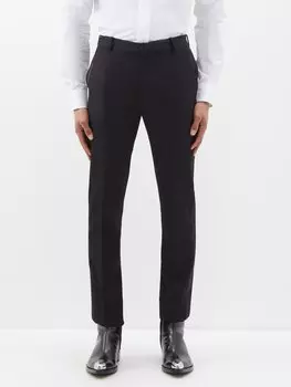 Брюки de poudre из шерсти с атласной отделкой Alexander McQueen, черный